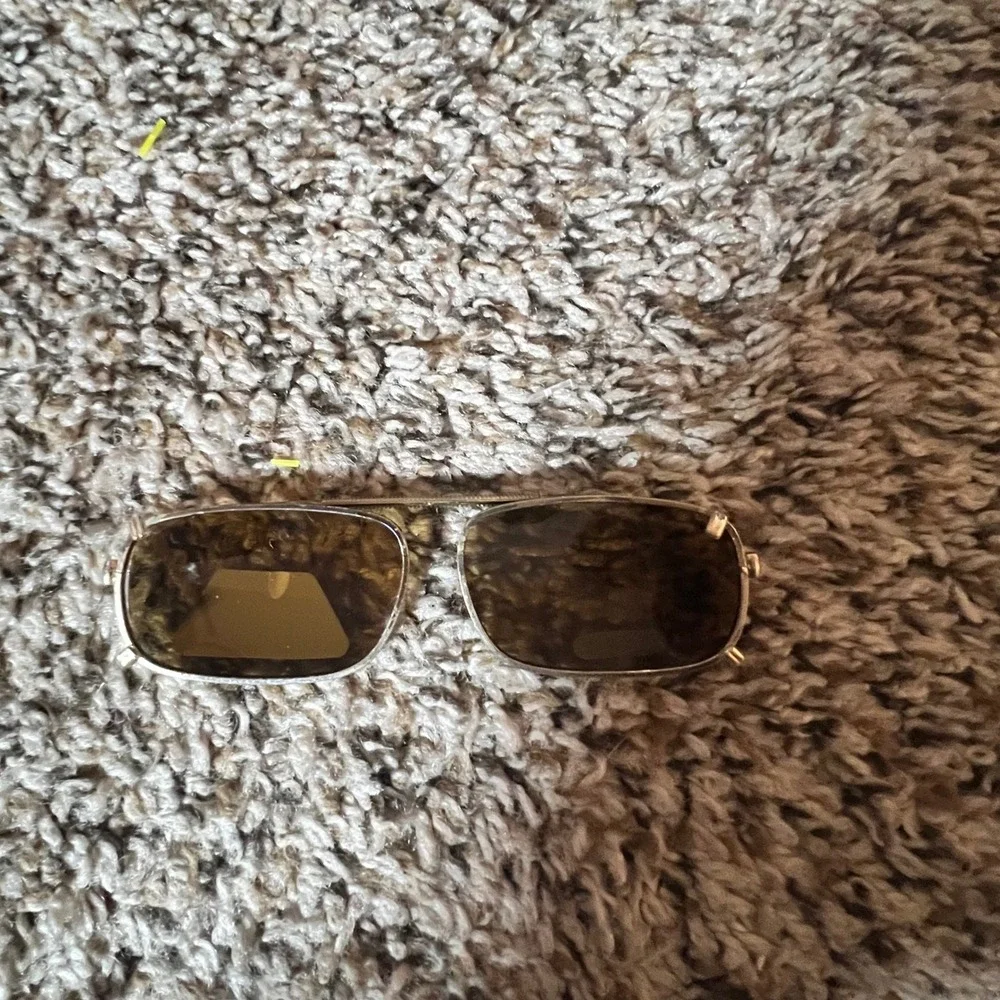 Polarized‎ Clip On Sunglasses 46mm Brown Lens Gold Frame UV Protection Retro